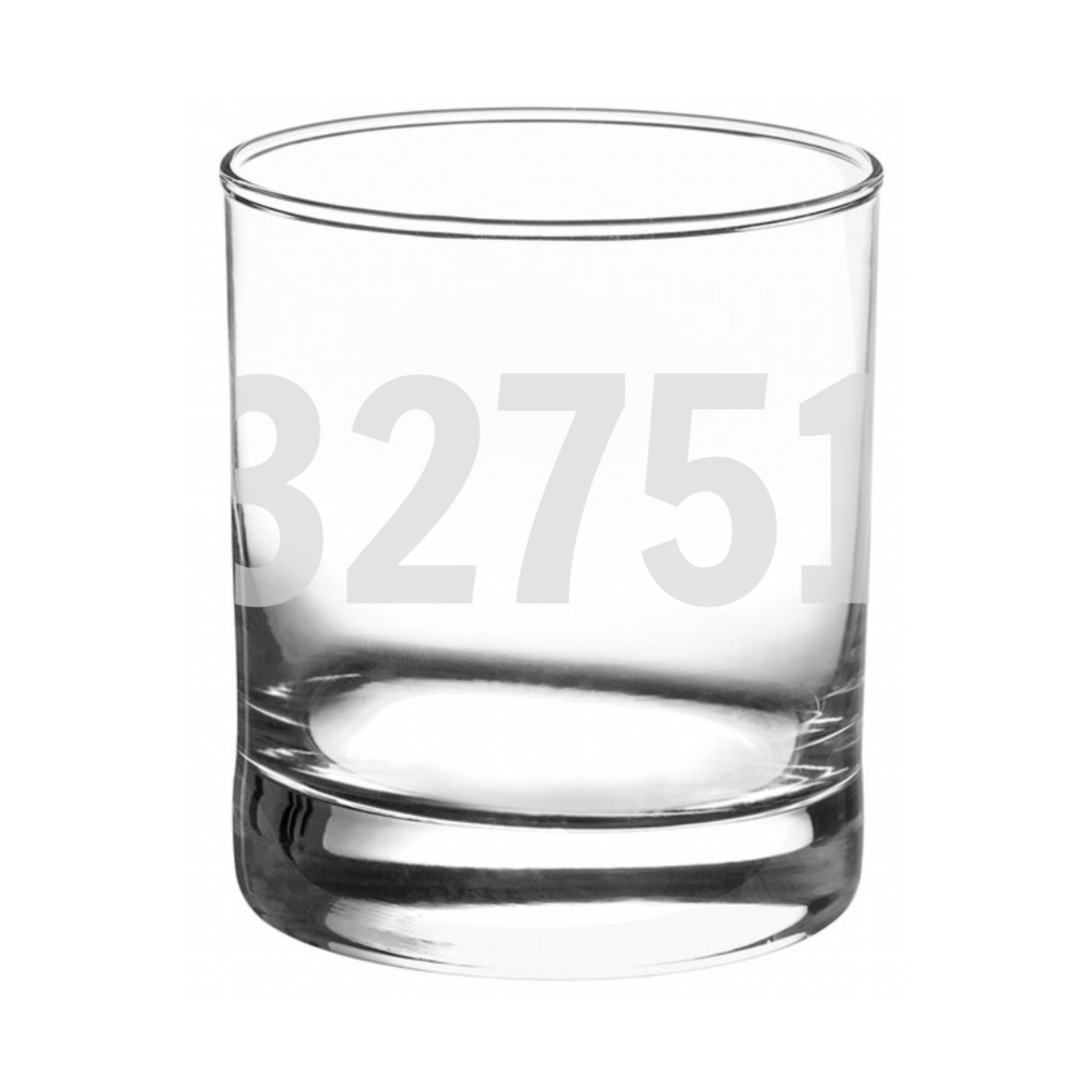 Customizable Engraved Zip Code Rocks Glass
