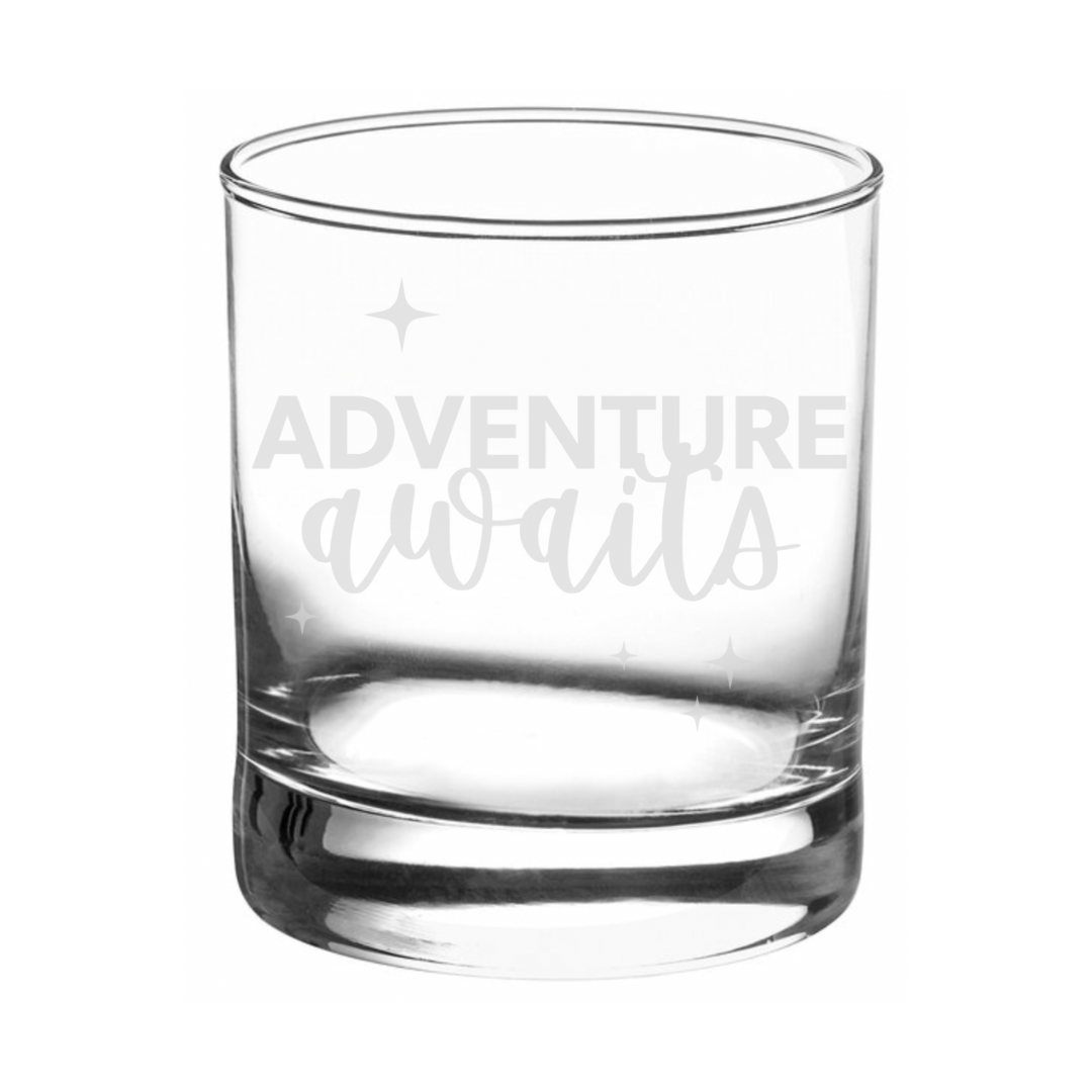 Adventure Awaits Rocks Glass